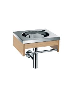 Gnaro 66590.11 Rectangular Metal Wall Mounted Bathroom Sink with Wenge Wood Structure, 14.2"