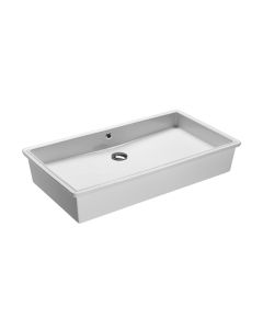 GSI Quadro New 80 Rectangular Ceramic Undermount Bathroom Sink in Glossy White, 33.5"