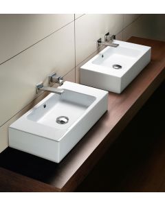 GSI Tracia C62 Rectangular Ceramic Vessel Bathroom Sink in Glossy White, 24.4"