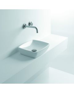 H10 40C 81080 Rectangular Ceramic Vessel Bathroom Sink in Glossy White, 15.7"