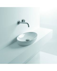 H10 40C 82080 Oval Ceramic Vessel Bathroom Sink in Glossy White, 15.7"