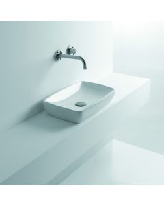 H10 50C 81081 Rectangular Ceramic Vessel Bathroom Sink in Glossy White, 19.6"