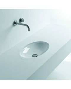 H10 50U 82081 Oval Ceramic Undermount Bathroom Sink in Glossy White, 19.6"