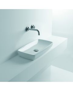 H10 60C 81085 Rectangular Ceramic Vessel Bathroom Sink in Glossy White, 23.6"