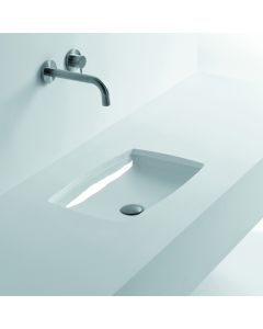 H10 60U 81085 Rectangular Ceramic Undermount Bathroom Sink in Glossy White, 23.6"