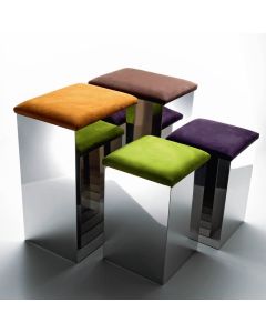 Harmony 203A Laundry Basket in Polished Stainless Steel, with Artificial Leather Cover