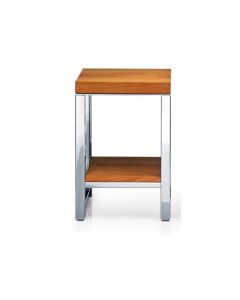Harmony 807 Wood Vanity Stool with Polished Stainless Steel Legs