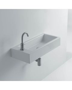 Hox Medium 50 Rectangular Ceramic Wall Mounted Bathroom Sink in Glossy White, 19.7"