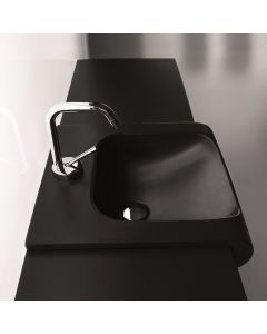 Inka 3411B Rectangular Ceramic Semi-recessed Bathroom Sink in Matte Black, 23.6"