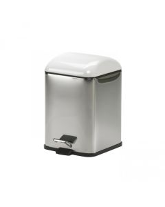 Karta 5363 Metal Bathroom Wastebasket in Polished Chrome & White