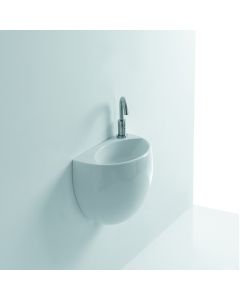 Kilo Small Ceramic Wall Mounted Bathroom Sink in Glossy White, 15.7"