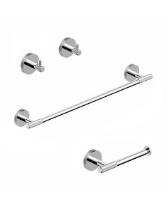 Klass WSBC 256890B Bathroom Hardware Accessory Set, Includes 25.7" Towel Bar, Toilet Paper Holder, and Set of Bathroom Hooks