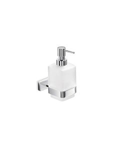 Lea A19120 Wall Mounted Frosted Glass Soap Dispenser with Polished Chrome Holder and Pump
