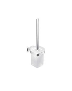 Lea A19140 Wall Mounted Toilet Brush Holder in Polished Chrome, Frosted Glass Holder