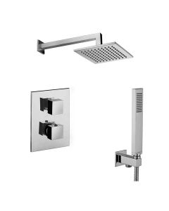 WS Bath Collections Level KIT LEQ 518 Complete Shower Set with Shower Head, Hand Shower, and Faucet in Polished Chrome