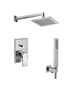 WS Bath Collections Level KIT LES 015 Complete Shower Set with Shower Head, Hand Shower, and Faucet in Polished Chrome