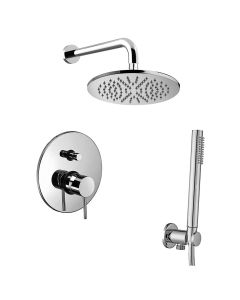 WS Bath Collections Light KIT LIG 015 Complete Shower Set with Shower Head, Hand Shower, and Faucet in Polished Chrome