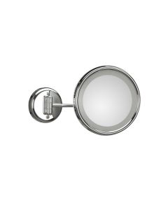 Lucciolo 21/1 Round Wall Mounted Incandescent Lighted Magnifying Makeup Mirror in Polished Chrome, Hard-Wired, 3x Magnification