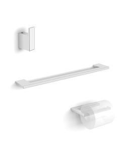 Luna WSBC 38090A Bathroom Hardware Accessory Set in Polished Chrome, Includes 17.7" Towel Bar, Toilet Paper Holder and Bathroom Hook