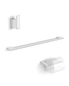 Luna WSBC 38090B Bathroom Hardware Accessory Set in Polished Chrome, Includes 23.6" Towel Bar, Toilet Paper Holder and Bathroom Hook