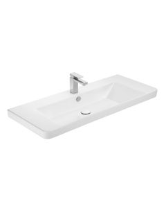 Luxury 105 Rectangular Ceramic Trough Drop-in or Wall Mounted Bathroom Sink in Glossy White, 41.3"