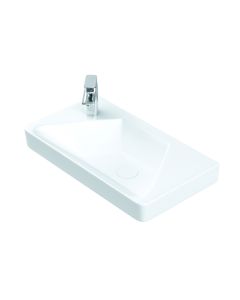 Luxury 49 Rectangular Drop-in or Wall Mounted Bathroom Sink in Glossy White, 19.3"