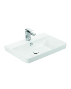 Luxury 60 Rectangular Ceramic Drop-in or Wall Mounted Bathroom Sink in Glossy White, 23.8"