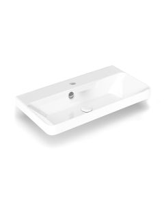 Luxury 70 Rectangular Ceramic Drop-in or Wall Mounted Bathroom Sink in Glossy White, 27.6"