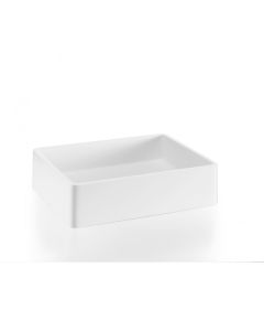Mamon 53553 Rectangular Mattstone Vessel Bathroom Sink in White, 19.7"