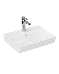 Mar 50 Rectangular Ceramic Wall Mounted or Drop-in Bathroom Sink in Glossy White, 19.3"