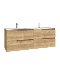 Menta C160D Double Wall Mounted / Floating Bathroom Vanity, Includes Integrated Solid Surface Sink, 63.0"