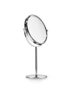 Mevedo 55851 Round Freestanding Double Sided Magnifying Makeup Mirror in Polished Chrome, 3x/1x Magnification