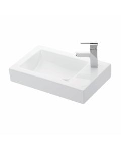 Minimal 4056 Rectangular Vessel or Wall Mounted Bathroom Sink in Glossy White, 22.1"