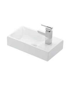 Minimal 4057 Rectangular Vessel or Wall Mounted Bathroom Sink in Glossy White, 17.9"