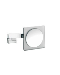 Spiegel 1096.060.04 Square Wall Mounted LED Lighted Magnifying Makeup Mirror in Polished Chrome, Hard-Wired, 5x Magnification