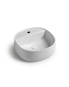 Mood JU 42.42F Round Ceramic Vessel Bathroom Sink, 17.7"