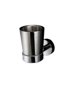 Napie 53011+53020 Wall Mounted Ceramic Toothbrush Holder with Polished Stainless Steel Holder