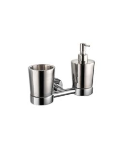 Napie 53012+53020+53022 Wall Mounted Soap Dispenser and Toothbrush Holder Set in Polished Stainless Steel
