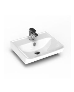 Neo 45 Rectangular Ceramic Vessel or Wall Mounted Bathroom Sink in Glossy White, 17.7"