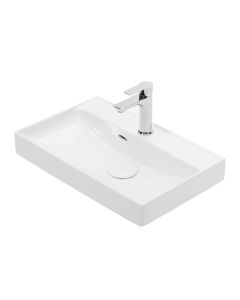 Nice 60 Rectangular Ceramic Drop-in or Wall Mounted Bathroom Sink in Glossy White, 23.6"