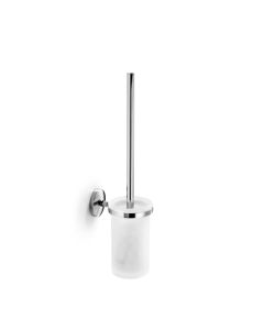 Noanta 52374.29+55062.81 Wall Mounted Toilet Brush Holder in Polished Chrome, Frosted Glass Holder