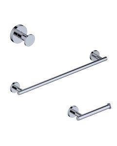 Norm WSBC 268690A Bathroom Hardware Accessory Set in Polished Chrome, Includes 19.6" Towel Bar, Toilet Paper Holder and Bathroom Hook