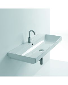 Normal 60 Rectangular Ceramic Drop-in or Wall Mounted Bathroom Sink in Glossy White, 23.6"
