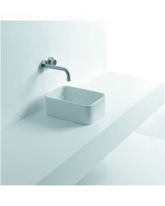 Normal 01S Small Rectangular Ceramic Vessel Bathroom Sink in Glossy White, 9.6"