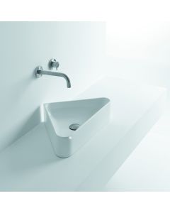 Normal 04S Corner Ceramic Vessel Bathroom Sink in Glossy White, 16.5"