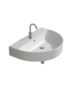 Normal 70A U-Shaped Ceramic Vessel or Wall Mounted Bathroom Sink in Glossy White, 27.5"