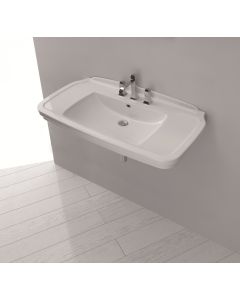 Nova 100 Rectangular Classical ADA Compliant Wall Mounted Bathroom Sink in Glossy White, 39.4"