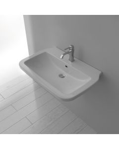Nova 75 Rectangular Classical ADA Compliant Wall Mounted Bathroom Sink in Glossy White, 29.5"