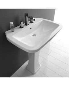 Nova 75C Classical Pedestal Bathroom Sink 29.5" in Glossy White