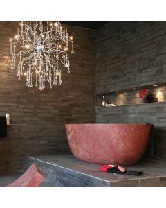 Piedra Orion Red Travertine Designer Hand-carved Stone Bathtub in Red Travertine